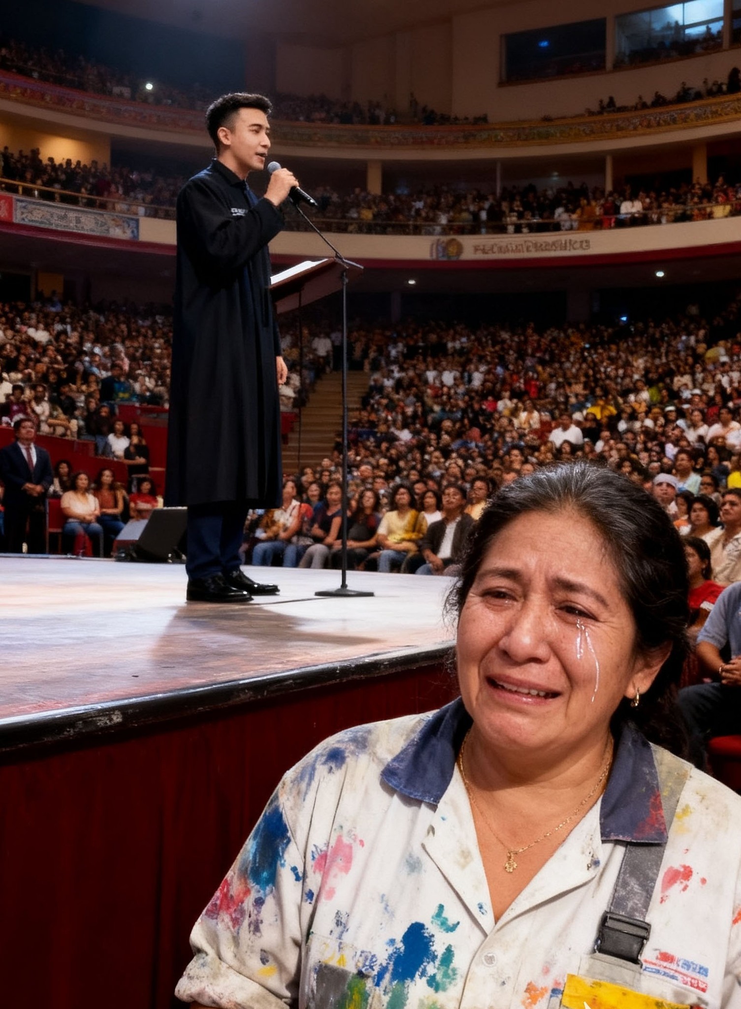 Se burlaron de mí porque soy hijo de una basurera — pero en la graduación, solo dije una frase… y todos guardaron silencio y lloraron.”