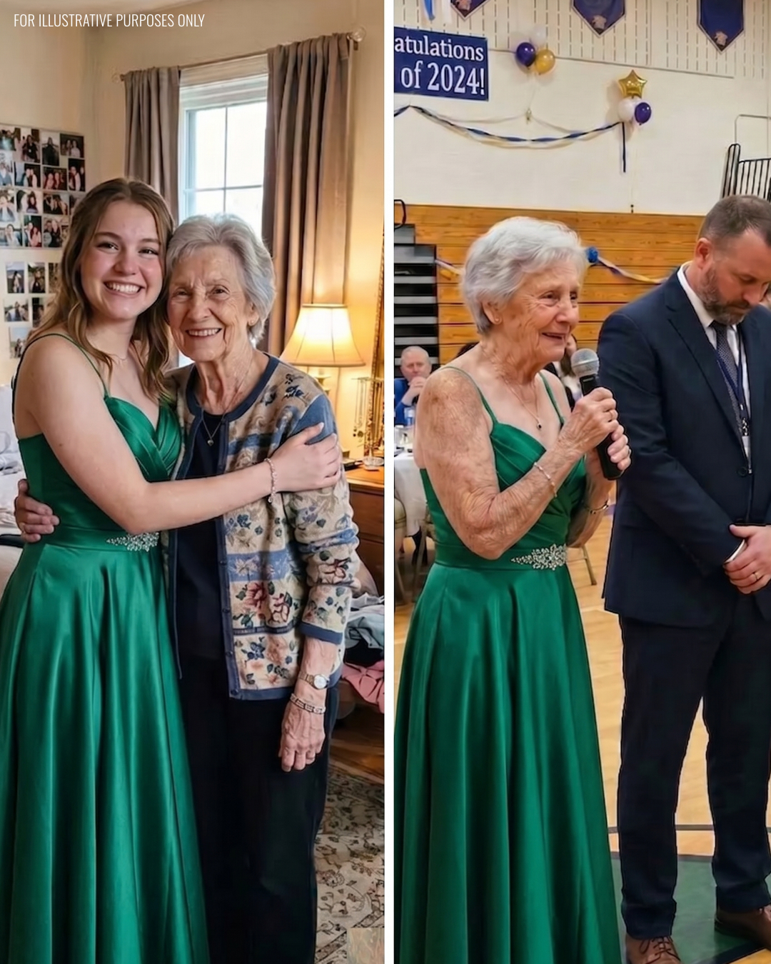Me puse el vestido de graduación de mi difunta nieta para su fiesta de graduación – Pero lo que ella había escondido dentro me hizo tomar el micrófono
