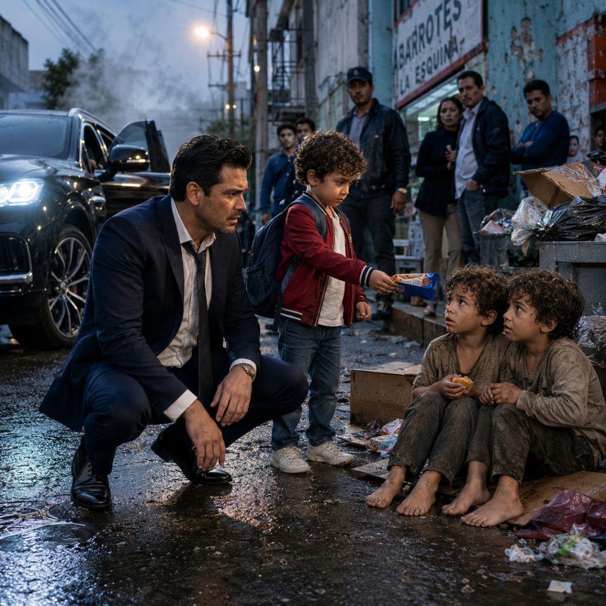 Mi hijo de 5 años me hizo detener el coche por dos niños que dormían junto a la basura — entonces vi los ojos de mi esposa fallecida