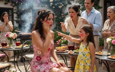 En plena parrillada familiar, mi sobrina de 7 años me cruzó la cara de una cachetada frente a todos. “Te lo mereces por meterte con hombres casados”, me gritó. Mi propia sangre me condenó por un secreto sucio que mi cuñado inventó.