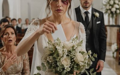 Caminé al altar con el ojo morado, esperando que mi prometido me defendiera. Su respuesta fue mirar a mi madre y burlarse: “Solo así entiendes”. Creían que me quedaría callada por cuidar las apariencias, ignorando la evidencia que llevaba escondida.