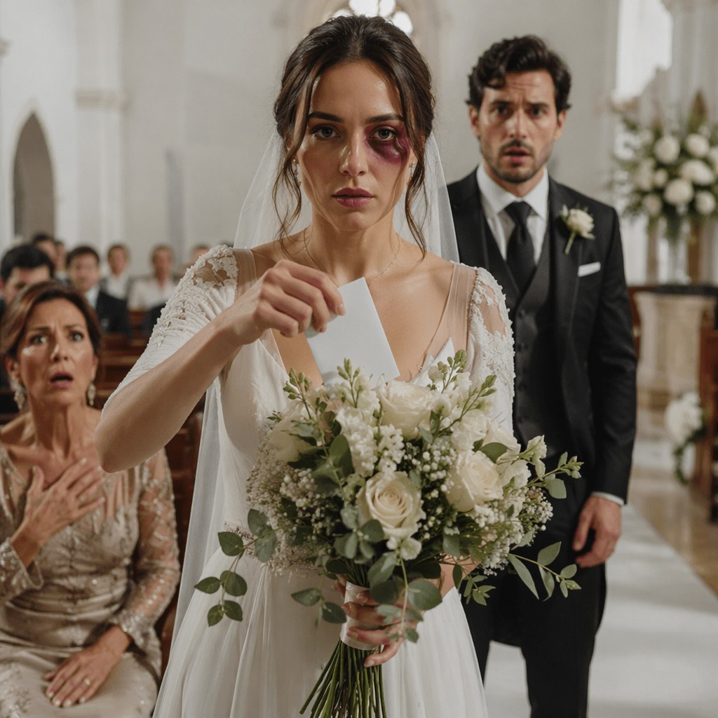 Caminé al altar con el ojo morado, esperando que mi prometido me defendiera. Su respuesta fue mirar a mi madre y burlarse: “Solo así entiendes”. Creían que me quedaría callada por cuidar las apariencias, ignorando la evidencia que llevaba escondida.