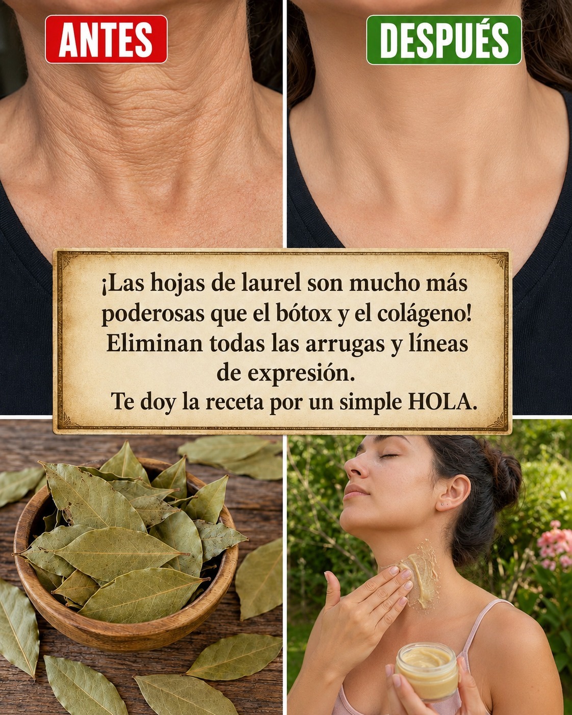 ¡Las hojas de laurel son mucho más poderosas que el bótox y el colágeno! Eliminan todas las arrugas y líneas de expresión. Necesito que digas algo para que sigas recibiendo mis recetas 🙏