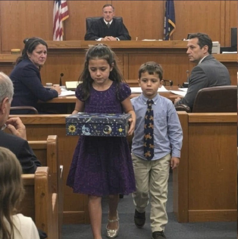 Sus zapatos brillantes y una caja de zapatos dejaron al descubierto la cruel mentira de su padre en el tribunal.