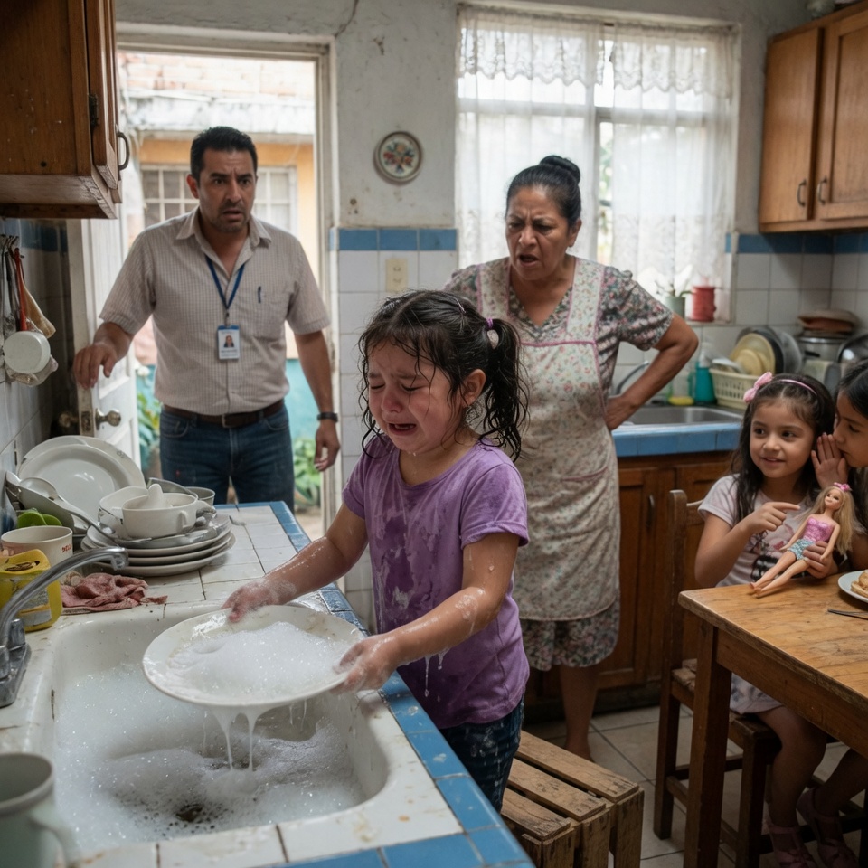 Una niña adoptada fue obligada a lavar platos mientras sus primas jugaban: “Ni para eso sirves”, y lo que su padre descubrió cambió a toda la familia