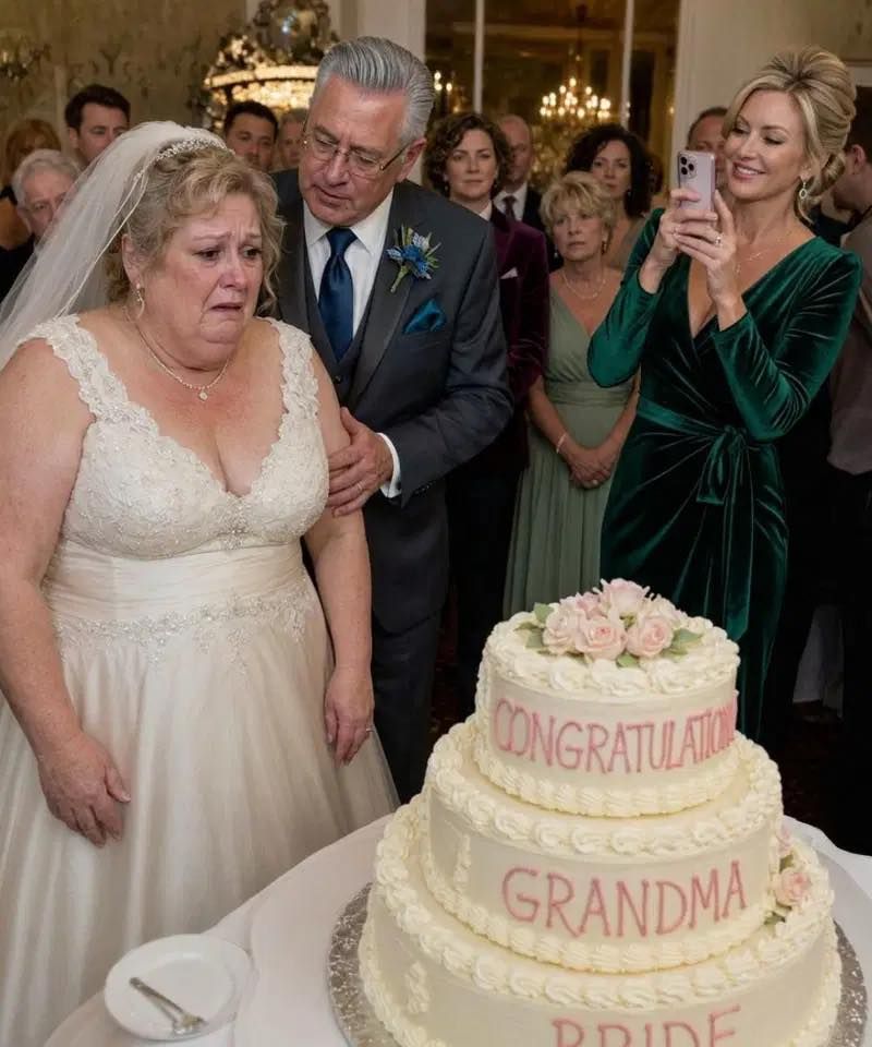 Mi hermana envió un pastel con la inscripción “Felicitaciones, abuela novia” a mi boda a los 56 años. Lo que mi esposo hizo con él dejó a todos boquiabiertos.