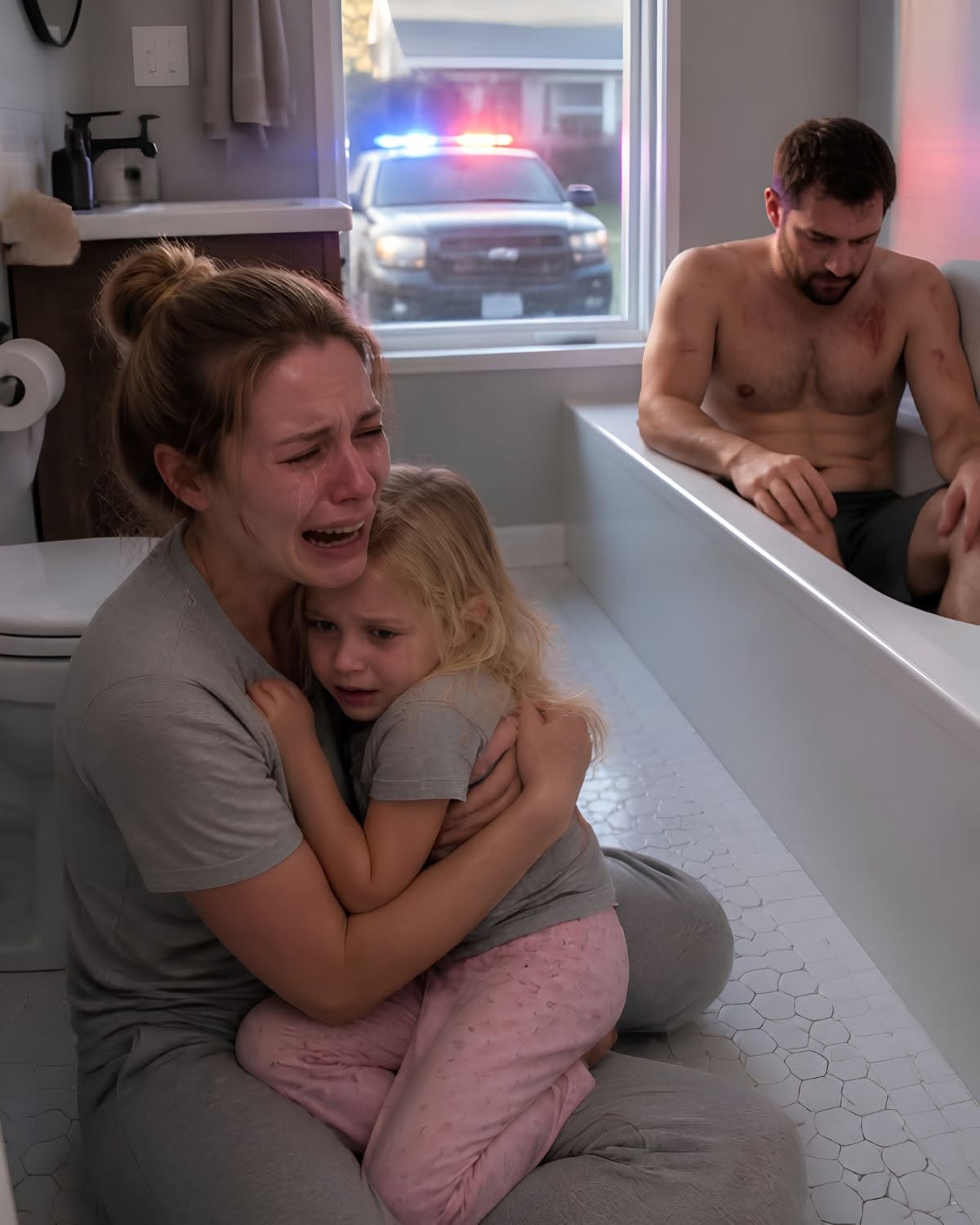 Mi hija de cinco años pasaba más de una hora encerrada en el baño con mi esposo. Cuando le pregunté qué hacían ahí dentro, bajó la mirada con lágrimas… y al día siguiente descubrí algo que me hizo llamar a la policía.