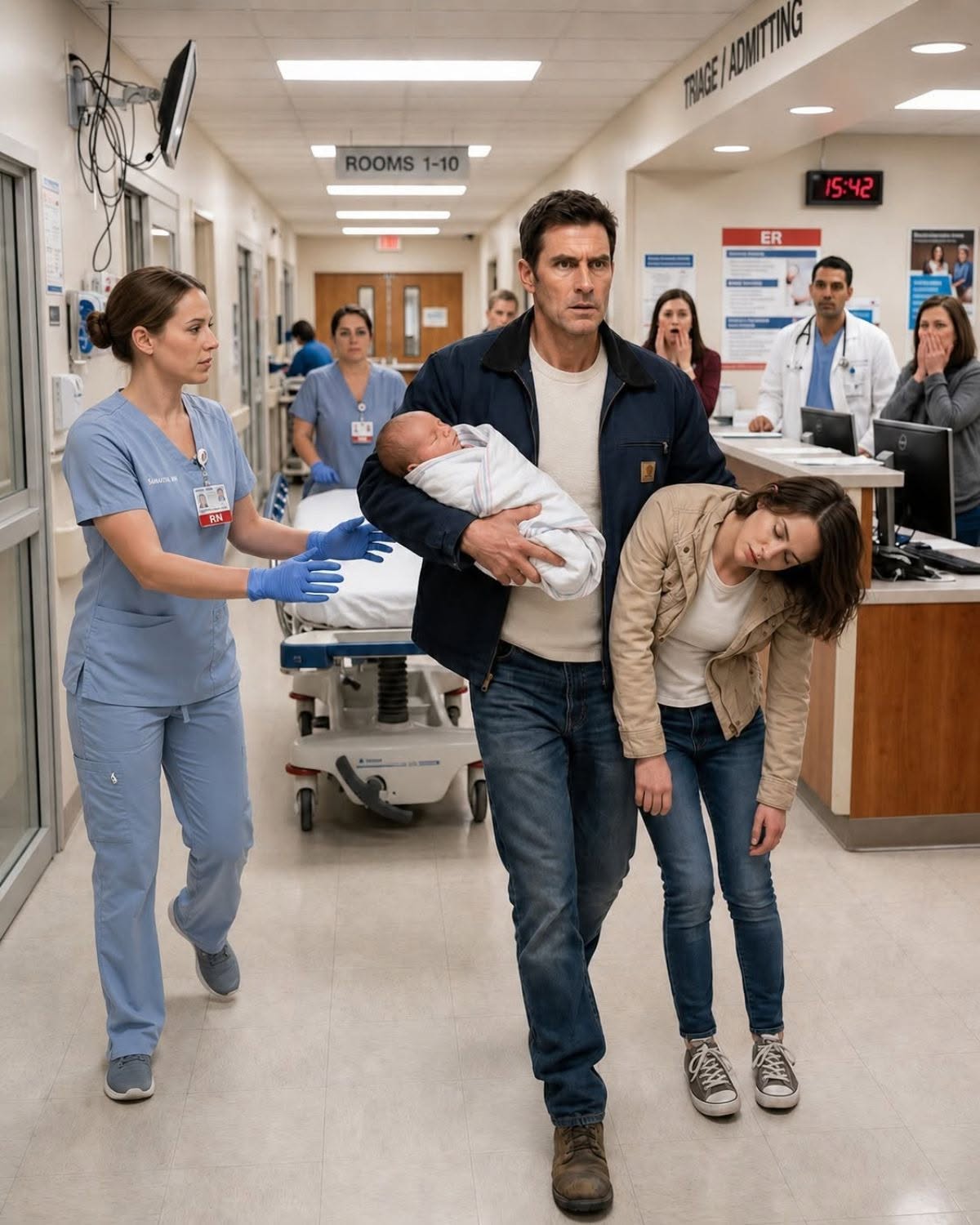 Mi hijo tenía apenas siete días de nacido cuando lo encontré ardiendo de fiebre junto a su madre inconsciente. Pensé que era una emergencia médica… hasta que la doctora los miró una sola vez y ordenó: “Llamen a la policía.”