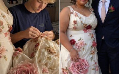 El mejor amigo de mi hija le cosió un vestido para el baile de graduación después de que en todas las tiendas nos dijeran que era demasiado grande para llevar un vestido bonito – Lo que hizo además en el baile dejó a todo el mundo sin palabras