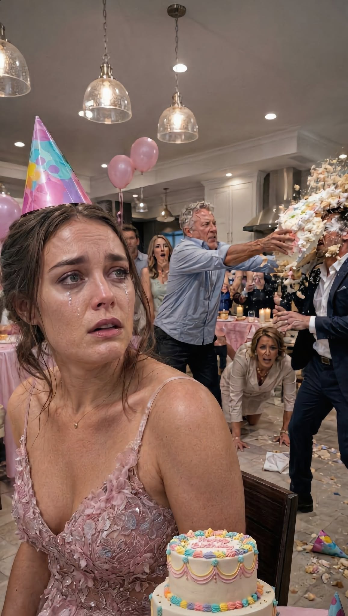 “Cariño… ¿por qué tienes la cara llena de moretones?”, preguntó mi padre en el mismo instante en que cruzó la puerta de mi fiesta de cumpleaños. La sala quedó en un silencio tan absoluto que incluso el cuchillo en la mano de mi esposo se detuvo a medio camino sobre el pastel.