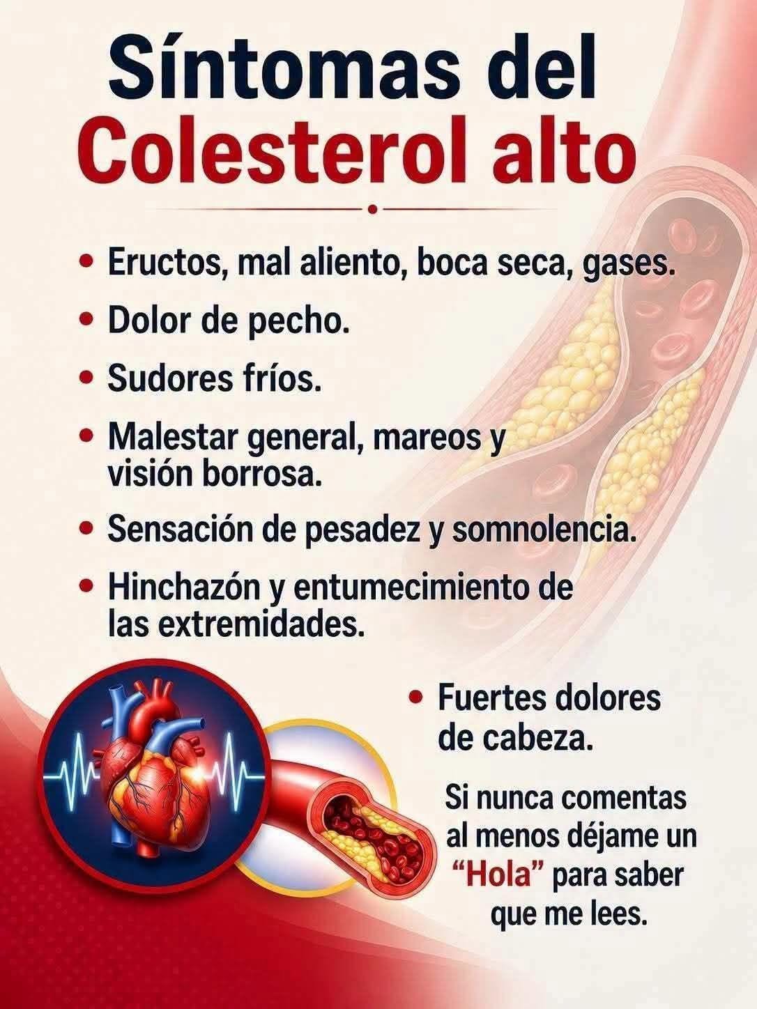 Síntomas del colesterol muy altos….. Ver mas