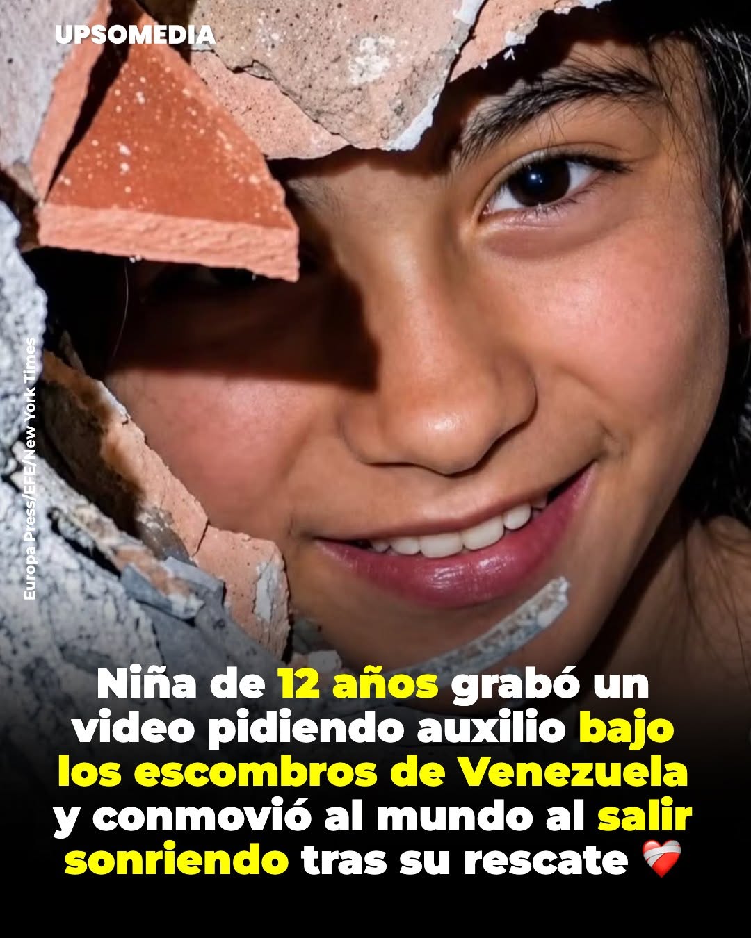Niña de 12 años grabó un video pidiendo auxilio bajo los escombros de Venezuela y conmovió al mundo al salir sonriendo tras su rescate ❤️‍🩹