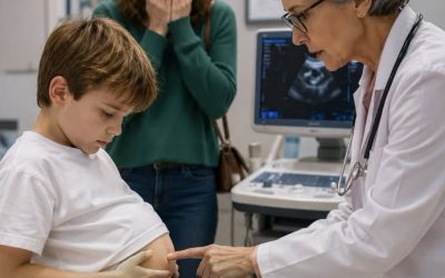 Mi hijo de 10 años solo se quejaba de dolor de estómago… hasta que el médico se quedó paralizado frente a la ecografía y preguntó: «Señora… ¿está presente el padre?» La razón por la que hizo esa pregunta me conmocionó.
