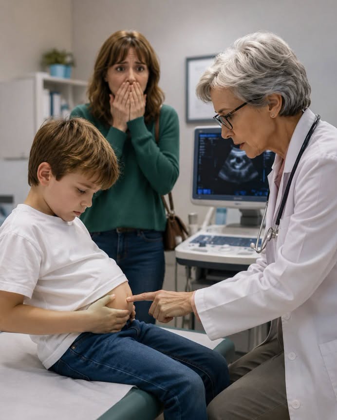Mi hijo de 10 años solo se quejaba de dolor de estómago… hasta que el médico se quedó paralizado frente a la ecografía y preguntó: «Señora… ¿está presente el padre?» La razón por la que hizo esa pregunta me conmocionó.