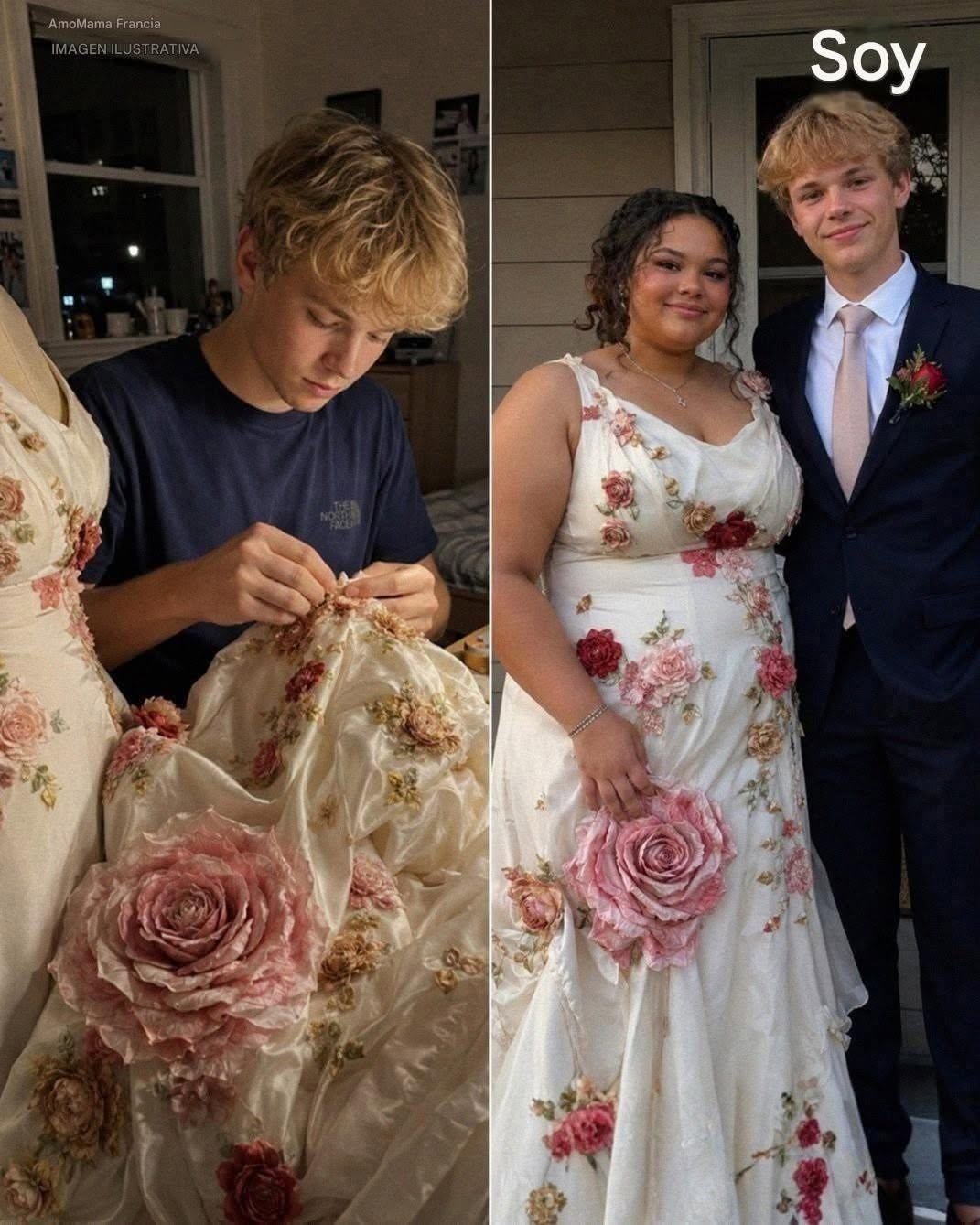 La mejor amiga de mi hija le cosió un vestido de graduación después de que todas las tiendas nos dijeron que era demasiado alta para llevar un buen