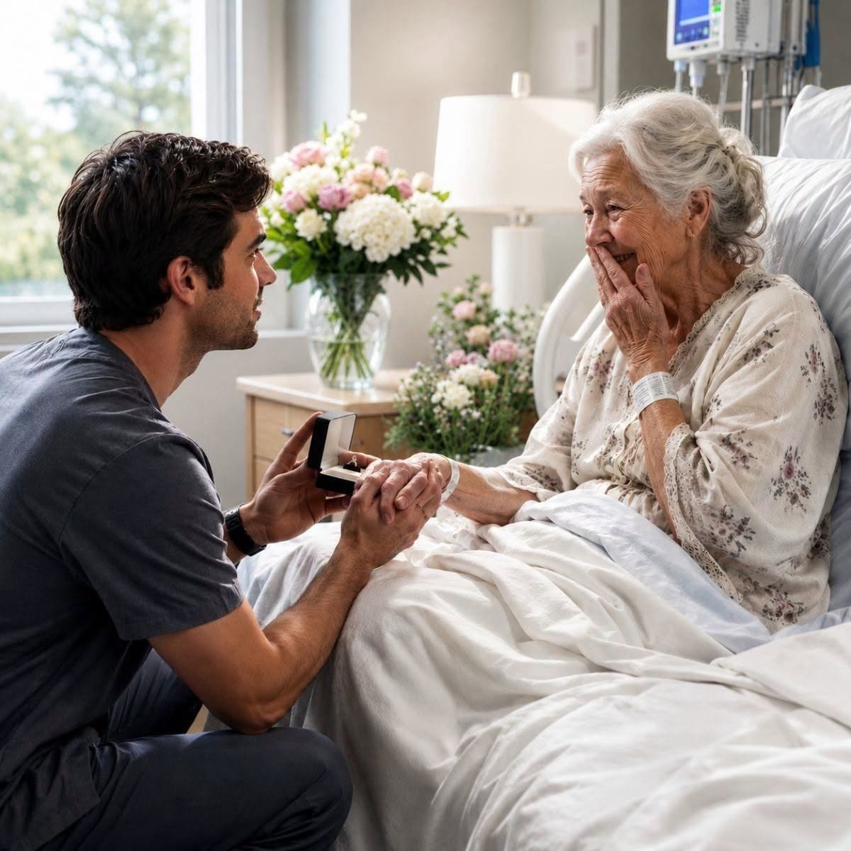 Una anciana me pidió que me casara con ella antes de morir. 3 días después de la boda, falleció. En el funeral, su abogado me entregó la vieja bolsa de hospital que ella había protegido durante años y susurró: “Ella te eligió por una razón”.
