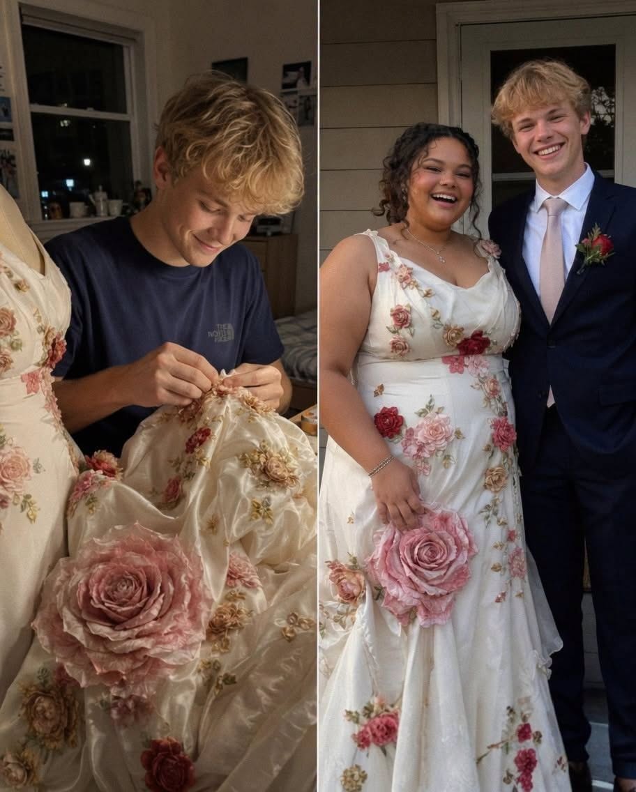 El mejor amigo de mi hija le cosió un vestido de graduación después de que todas las tiendas dijeran que era demasiado grande para un vestido bonito; lo que hizo después para la graduación dejó a todos boquiabiertos.