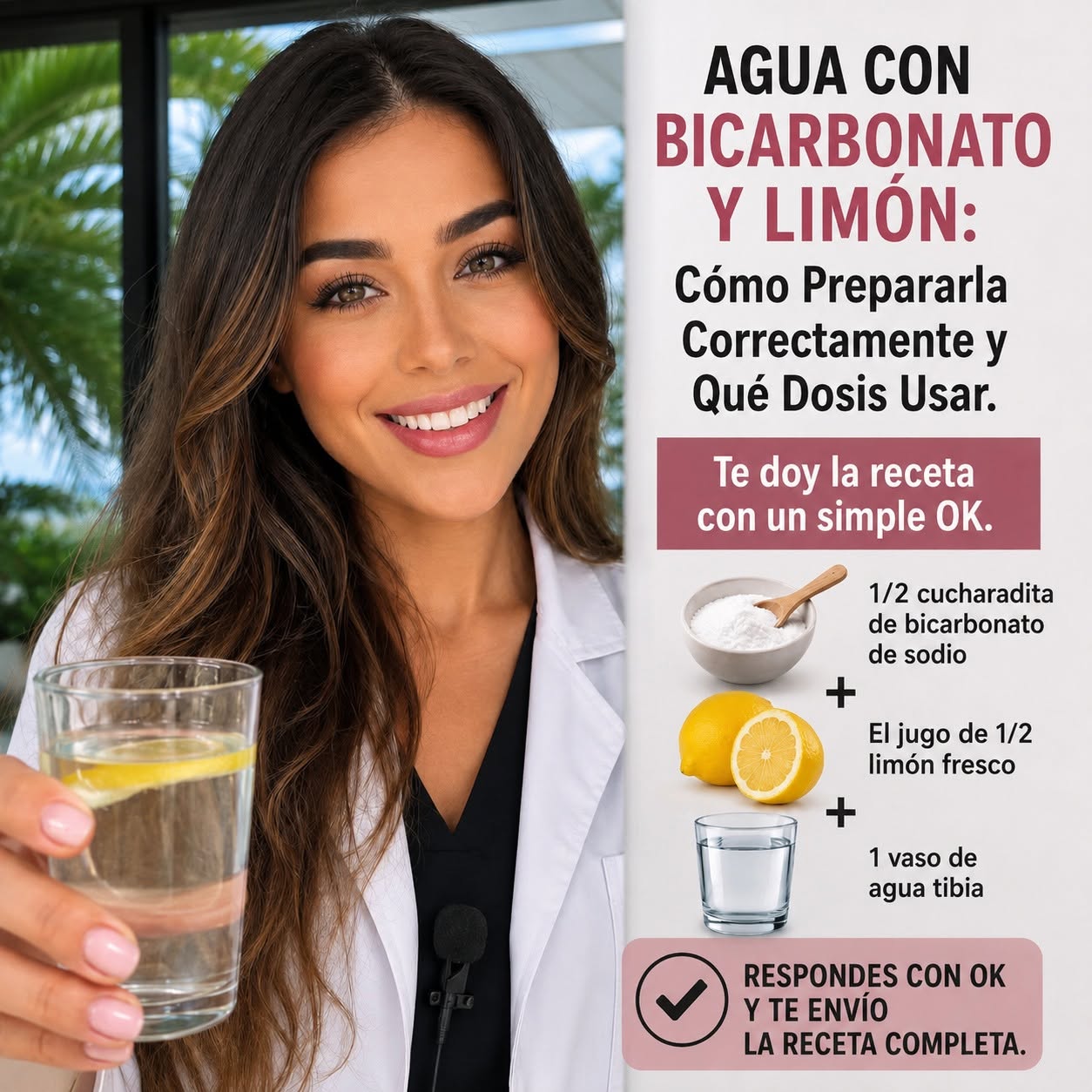 Agua con bicarbonato de sodio y limón: cómo prepararla correctamente y qué dosis utilizar. Te doy la receta para una versión simple.