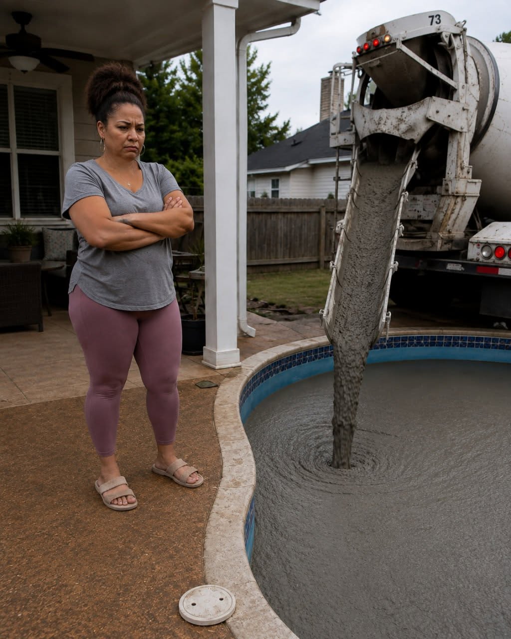 MI VECINA LLENÓ MI PISCINA CON CONCRETO PORQUE MIS HIJOS ERAN “DEMASIADO RUIDOSOS”—PENSÓ QUE LLORARÍA Y ME MUDARÍA, PERO NO TENÍA IDEA DE LO QUE ACABABA DE PONER EN RIESGO